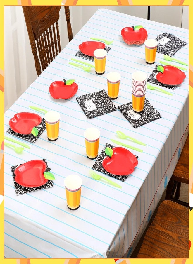 Reallnaive 146 Pcs Back to School Decorations Apple Disposable Plate First Day of School Party Supplies Tableware Set for 24 Guest 2 Disposable Tablecloth Composition Notebook for Classroom Pre K Graduation - Image 3